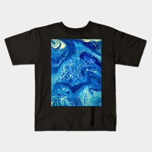 Azurite- Abstract Acrylic Pour Painting Kids T-Shirt